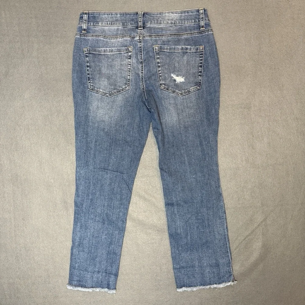 Maurice's Distressed Mid Rise Straight Denim Blue Jeans Women's Size 6